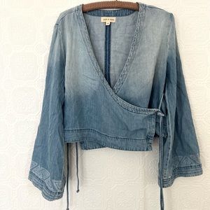 Anthropologie Cloth & Stone Denim Wrap Top